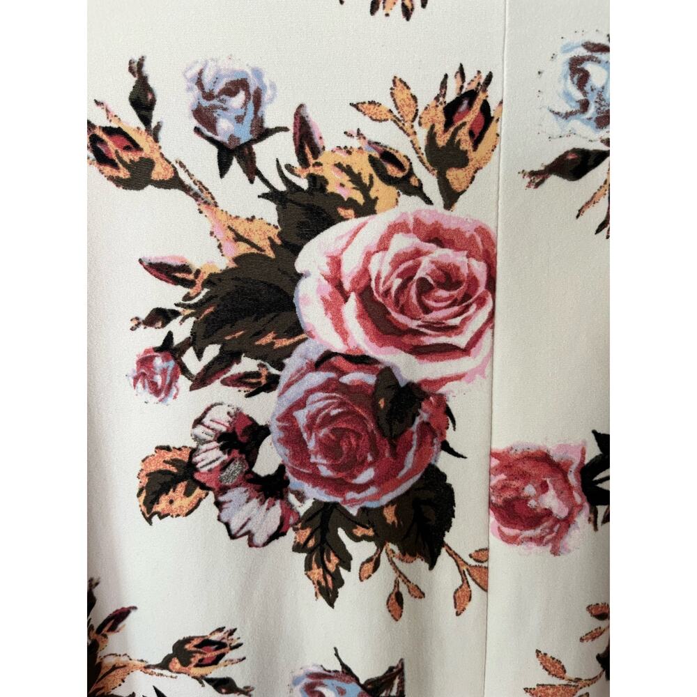 Rue 21 Cream Floral Dress Pink Roses Cut out neckline Buttery Soft Large - Picture 3 of 7